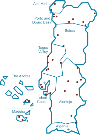 Map of the Estalagens of Portugal