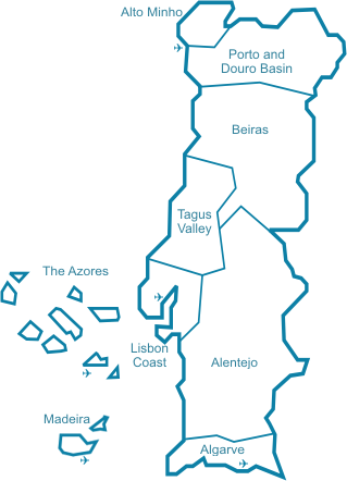 Map of Portugal - Regions - Hotels